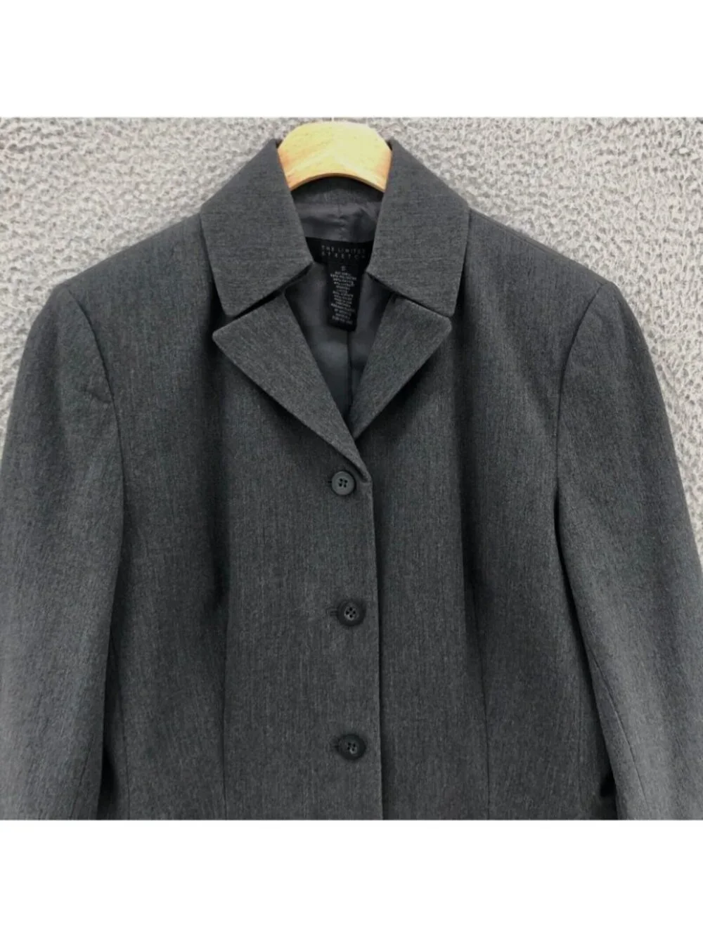 The Limited Blazer Womens Small Gray Stretch Button Up Pocket Notch Lapel Career